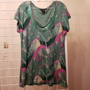 Calvin Klein Jeans Sequin and Floral Print T-Shirt